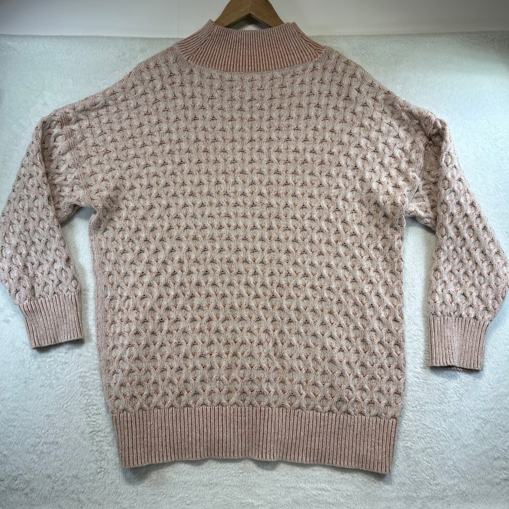 Fisherman Knox Rose Soft Girl Honeycomb Knit Mock Neck Sweater XXL Pink Textured - Picture 3 of 7